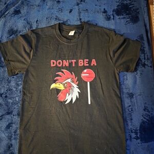 Don't Be A... Graphic Black T-Shirt with Red & Yellow Rooster